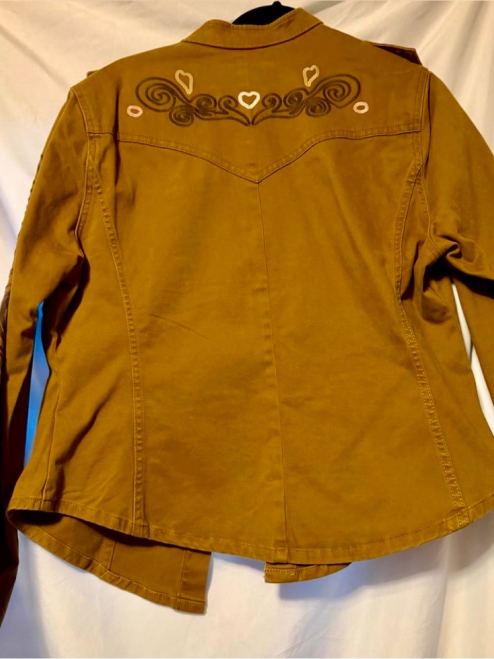 Wrangler Mustard Tan Embroidered Button-Front Jean Jacket - Picture 5 of 6